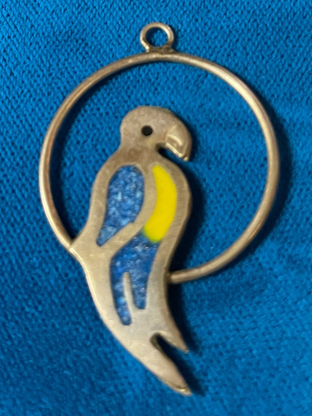 Vintage Alpaca Silver with Crushed Turquoise Pendant